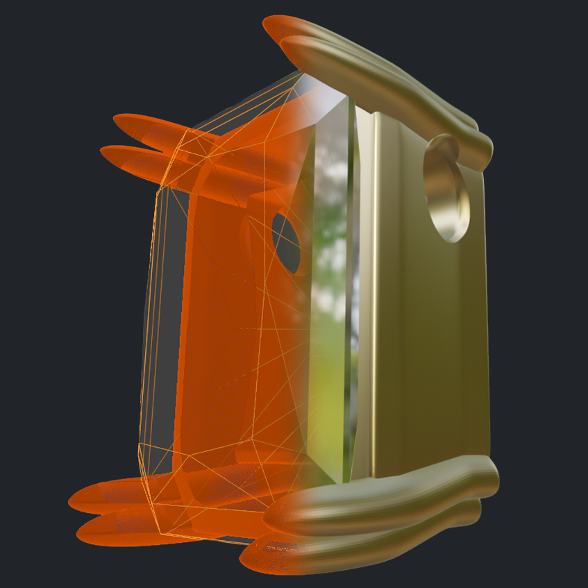 Radiant Cut Diamond Pendant With WCB Initials - 3D