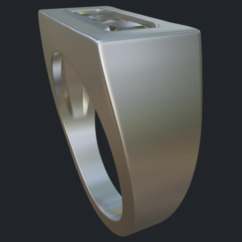 3 Channel Set Princess Men's Ring - Side