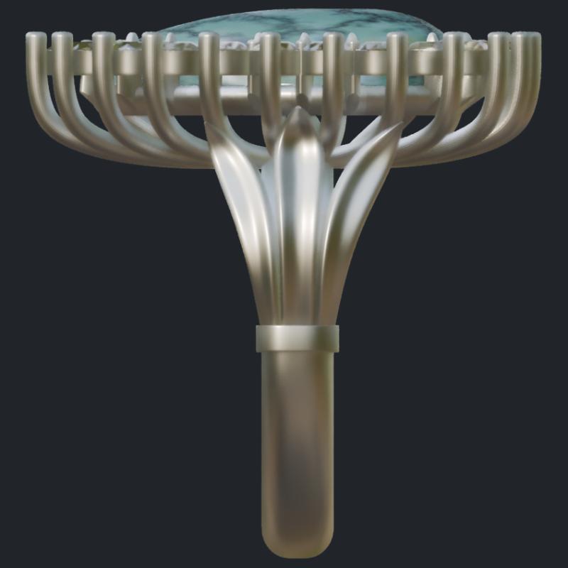 New Pear Shape Opal &amp; Diamond Halo Ring - Side