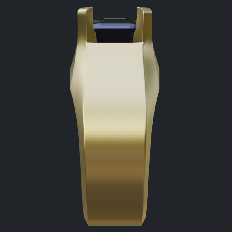 North-South Emerald Cut Sapphire Men's Ring - Side