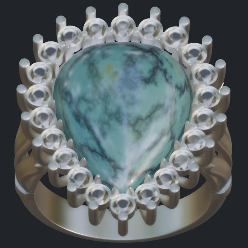 New Pear Shape Opal &amp; Diamond Halo Ring - Top