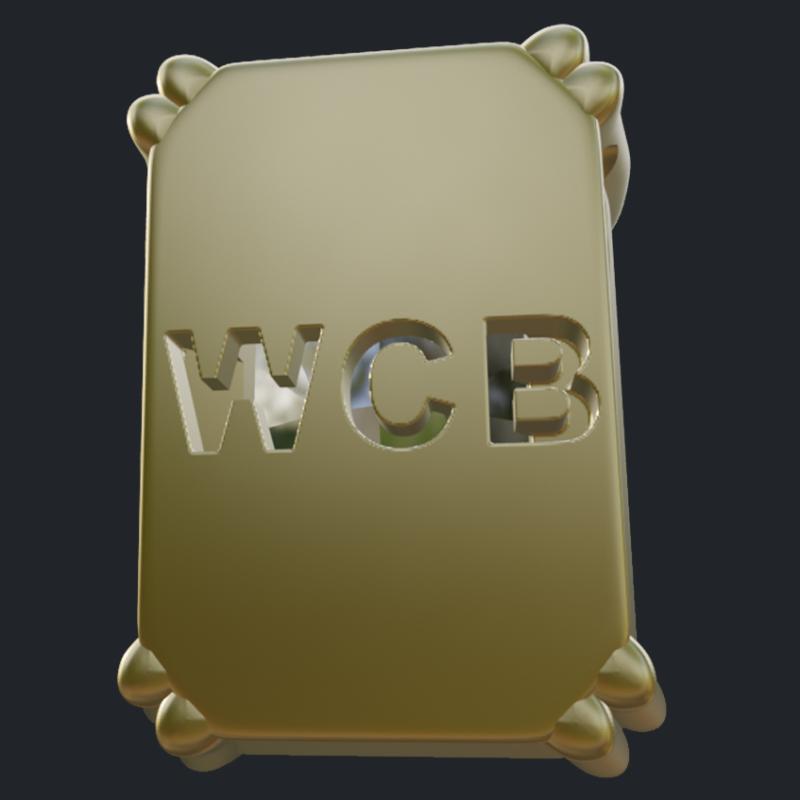 Radiant Cut Diamond Pendant With WCB Initials - Back