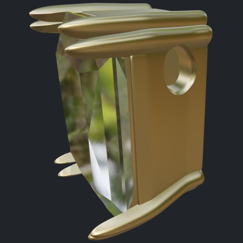 Radiant Cut Diamond Pendant With WCB Initials - Side