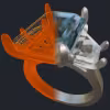 Tulip Aquamarine Ring With 2 Trapezoids Ring - 3D