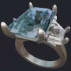 Tulip Aquamarine Ring With 2 Trapezoids - Main