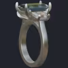 Tulip Aquamarine Ring With 2 Trapezoids - Side