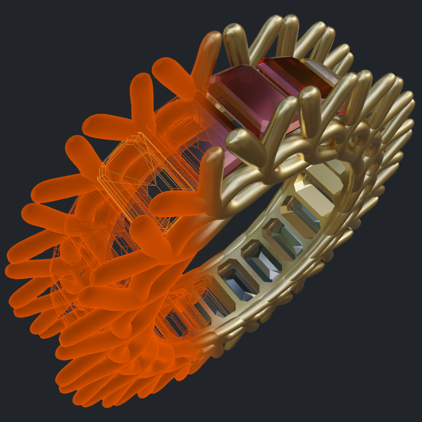 Multi-Gem Eternity Band - 3D