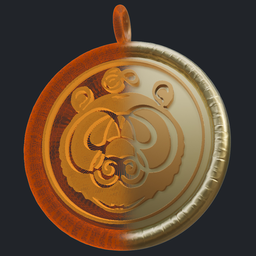 Seal Gold Pendant - 3D
