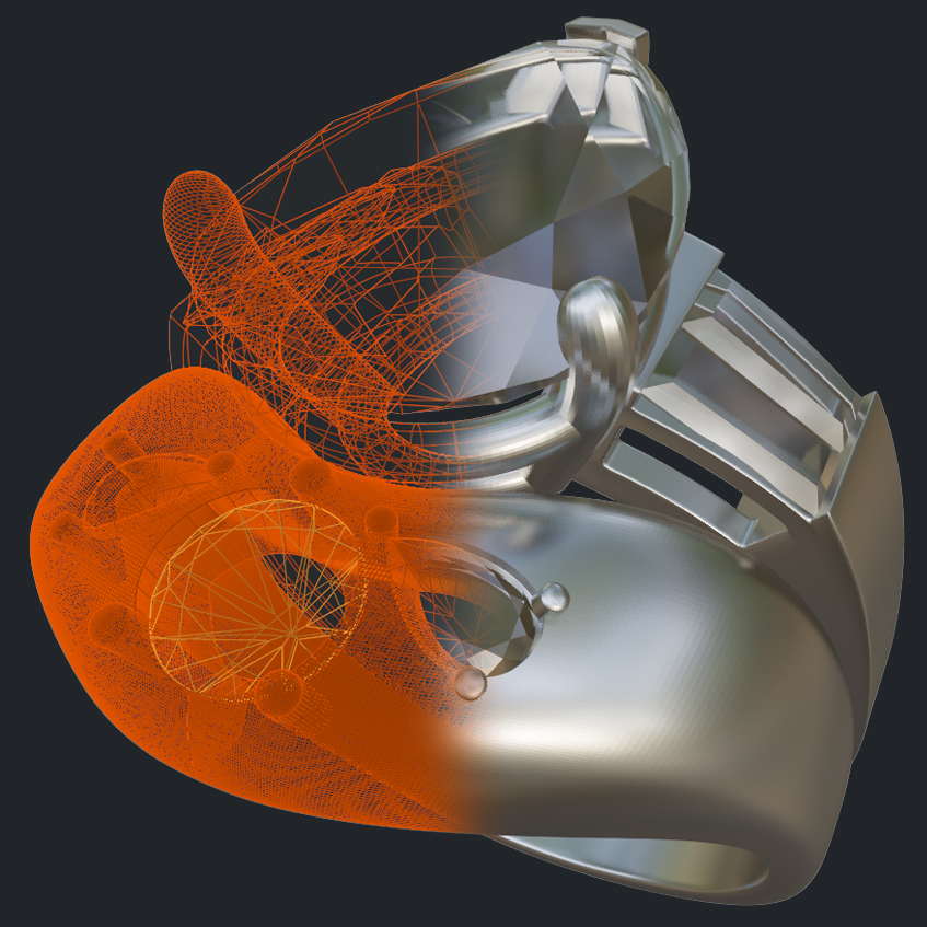 Round & Pear Shape Diamond Matching Band - 3D