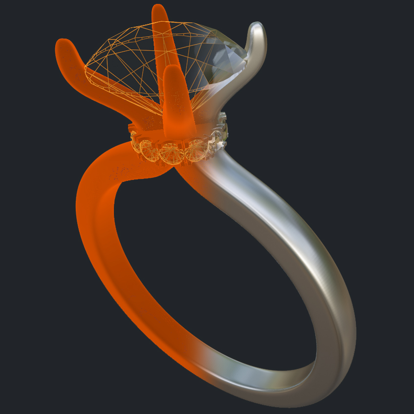 Secret Halo Platinum Ring - 3D