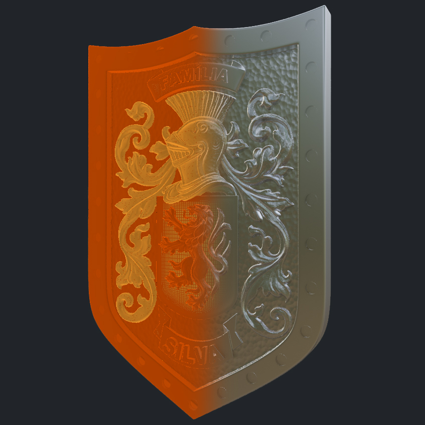 Silva Family Crest Silver Pendant - 3D