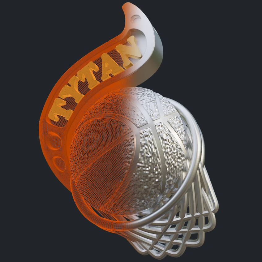 Basketball Tytan Silver Pendant - 3D