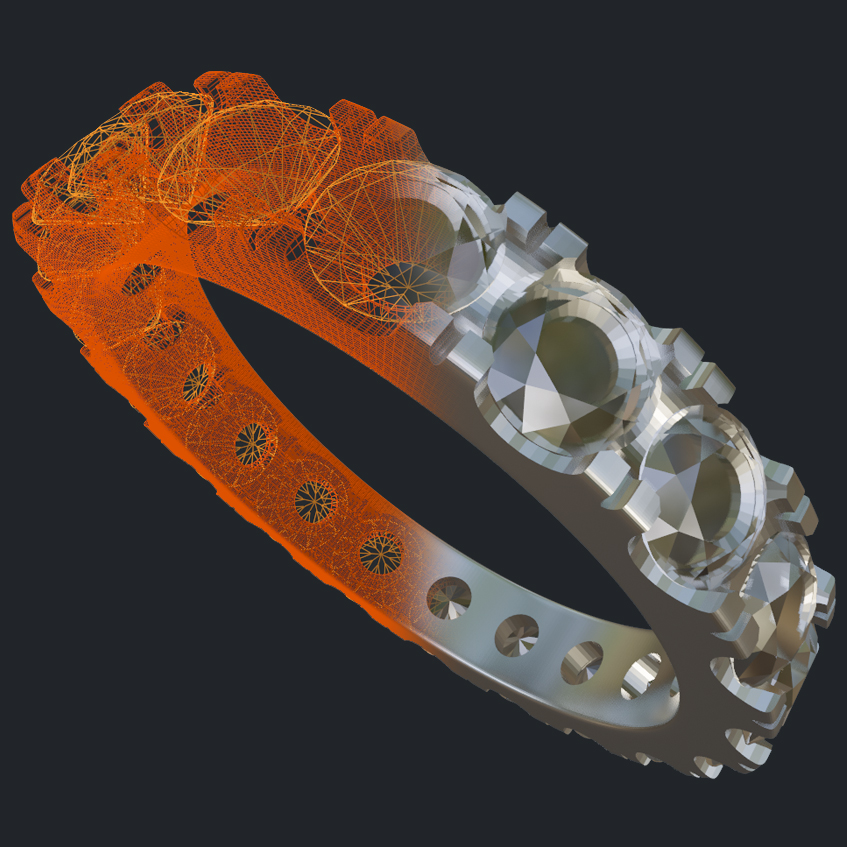 3.0mm Round Diamond Eternity Band - 3D