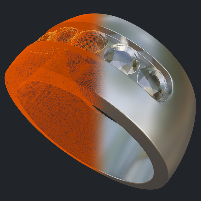 East-West Channel Set Diamond Ring - 3D