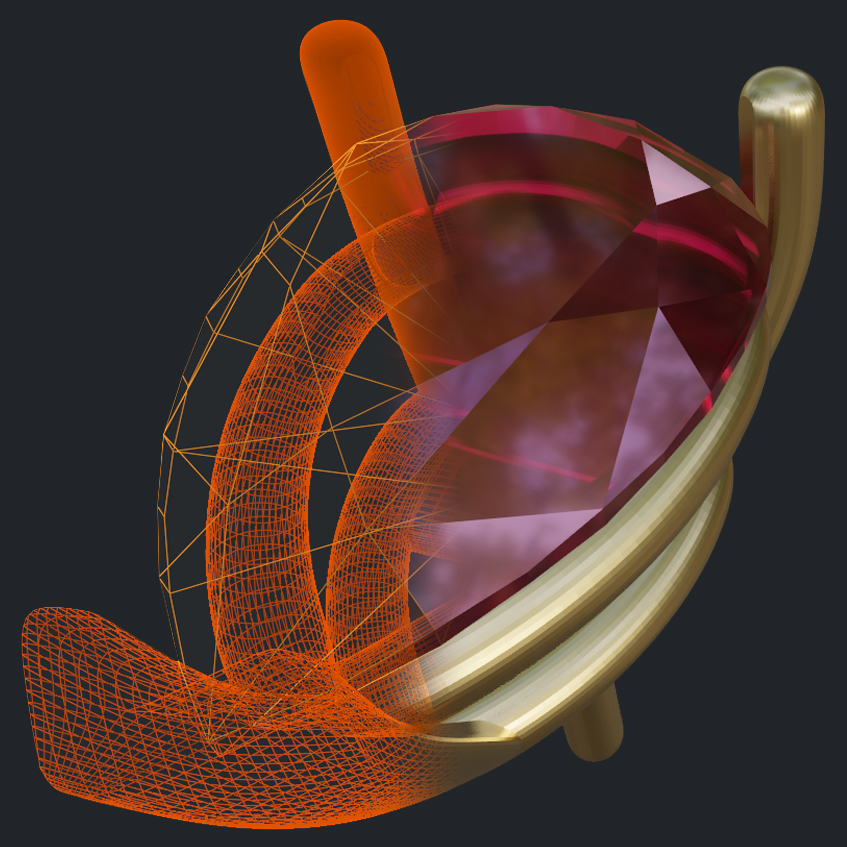 Prong Setting for Pear Garnet Earring - 3D