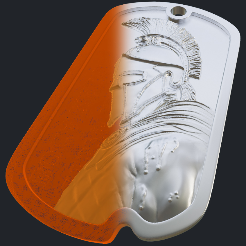 Alexandre Spartan Name Tag Pendant - 3D