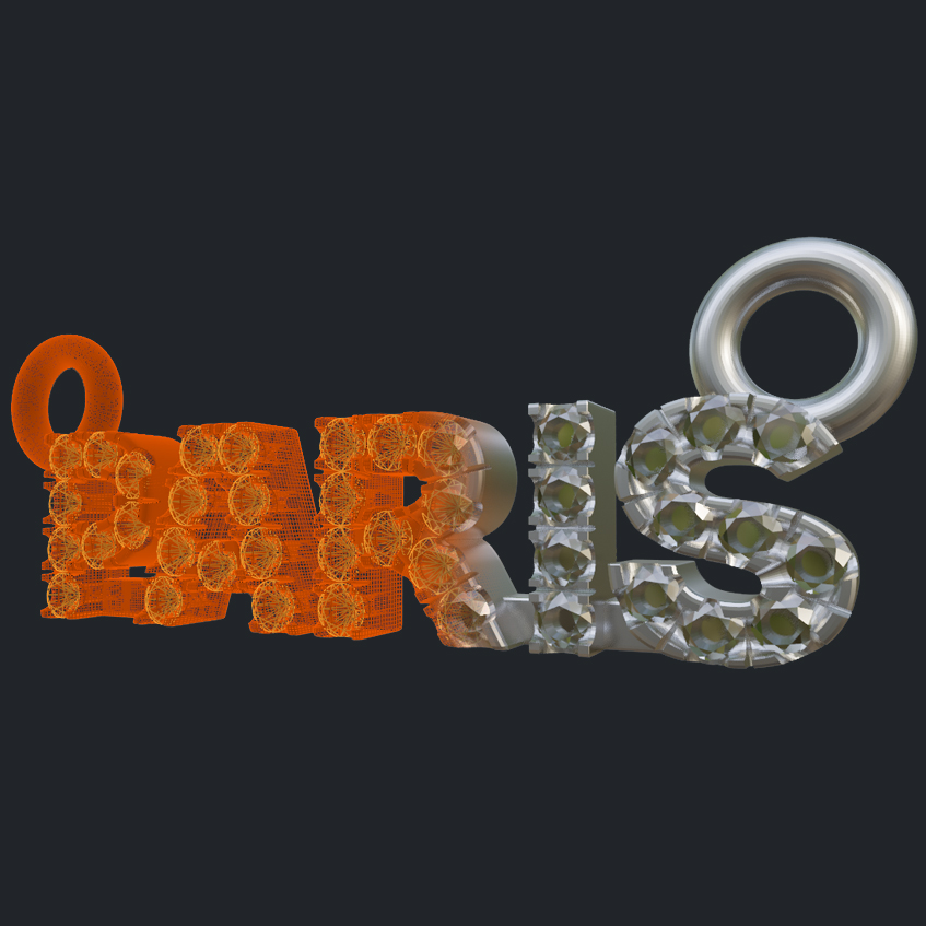 PARIS Name Plate Pendant - 3D