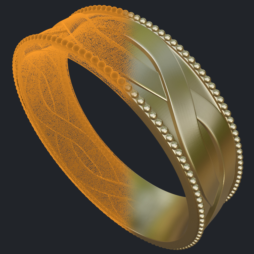 Figure Eight Men's Ring With Milgrain - 3D