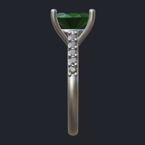 Emerald Ring With Diamond Accents Shoulder