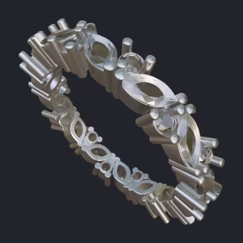 Marquise &amp; Round Diamonds Eternity Band Main