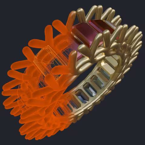 Multi-Gem Eternity Band - 3D