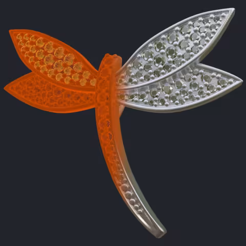 Dragonfly Diamond Pendant - 3D