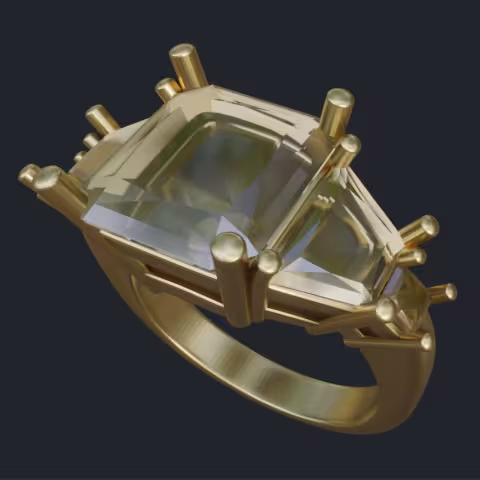 Princess Cut Diamonds and Tapered Baguettes Ring - Main