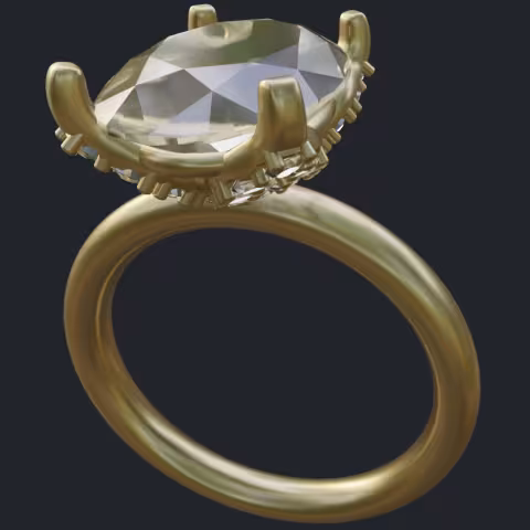 Oval Cut Diamond With Leave Shapes Solitaire - Main