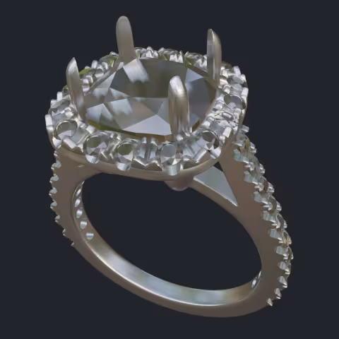 Cushion Cut Diamond Halo Ring - Main