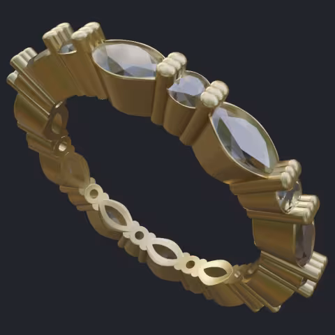 Round &amp; Marquise Diamond Eternity Band - Main