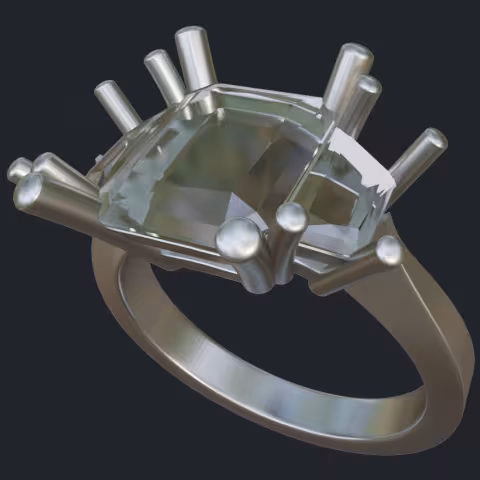 Radiant &amp; Trapezoid Diamond Ring - Main