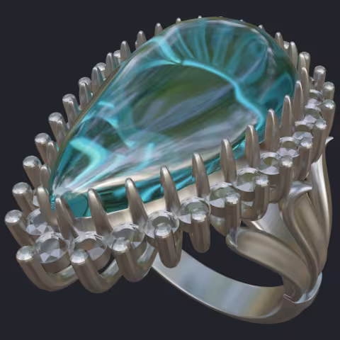 Pear Shape Opal &amp; Diamond Halo Ring - Main