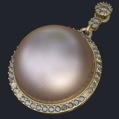 Mabe Pearl Diamond Halo Pendant - Main
