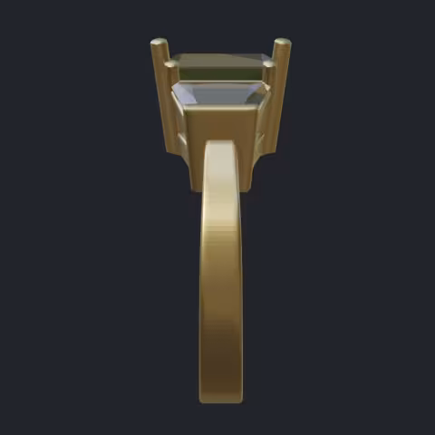 Three-Stone Princess &amp; Tapered Baguettes Ring - Side