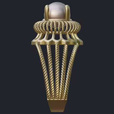 Filigree Ropes Pearl Ring - Side