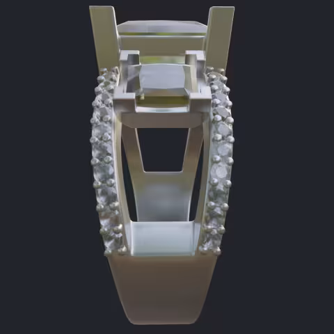 Oval Cut Diamond With Leave Shapes Solitaire - Side