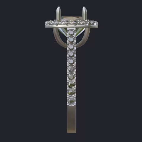 Cushion Cut Diamond Halo Ring - Side