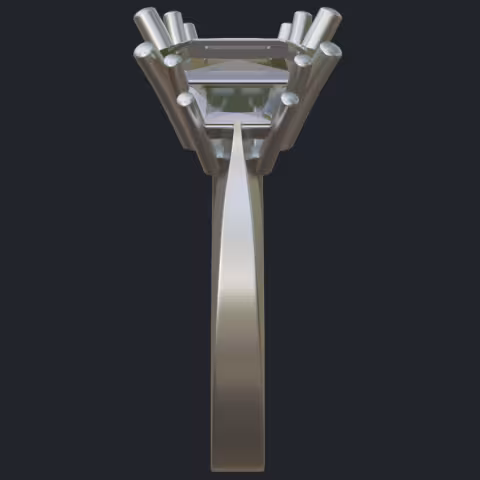 Radiant &amp; Trapezoid Diamond Ring - Side