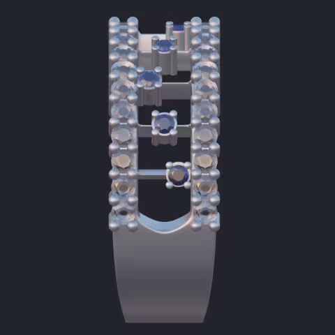 Sapphires &amp; Diamonds 3/4 Band - Side