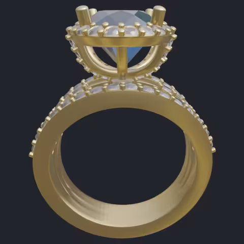 Oval Aquamarine Removable Head Diamond Halo Ring - Profile