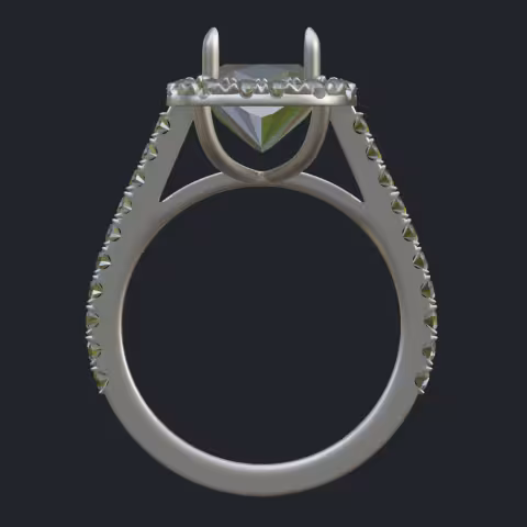 Cushion Cut Diamond Halo Ring - Profile