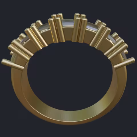 Princess Cut Diamond Half-Band - Profile