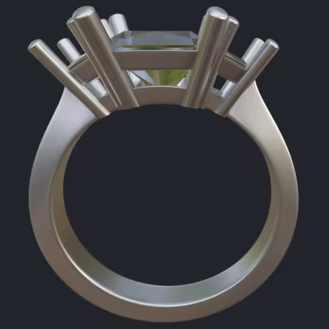 Radiant &amp; Trapezoid Diamond Ring - Profile