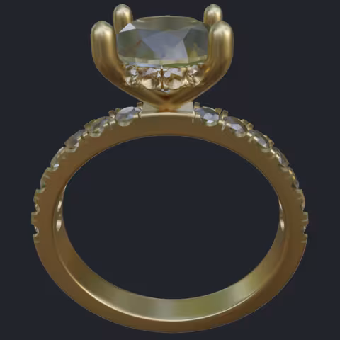 Oval &amp; Round Cut Diamonds Hidden Halo Ring - Profile