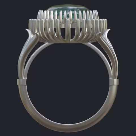 Pear Shape Opal &amp; Diamond Halo Ring - Profile