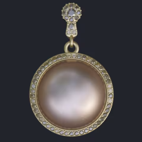 Mabe Pearl Diamond Halo Pendant - Front