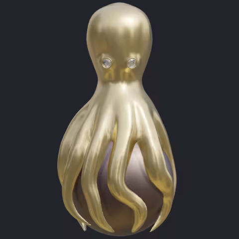 Pearl &amp; Diamonds Octopus Pendant - Front