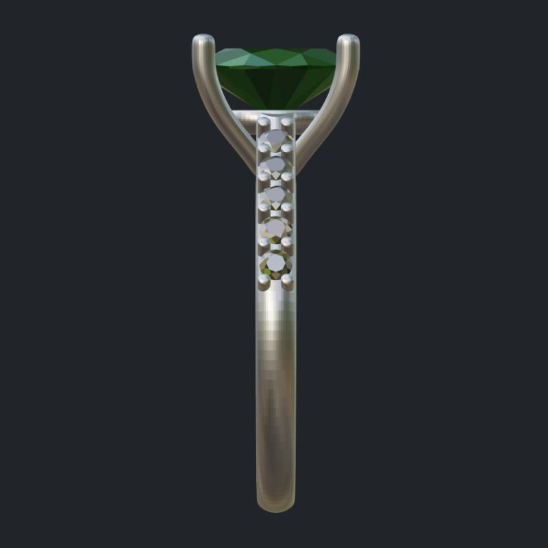 Emerald Ring With Diamond Accents - Side