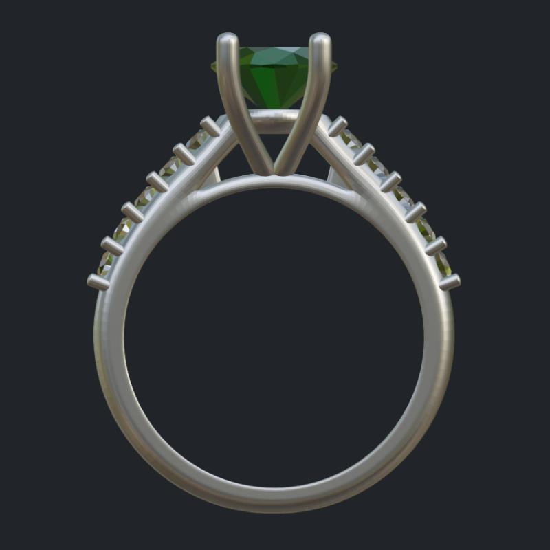 Emerald Ring With Diamond Accents - Profile