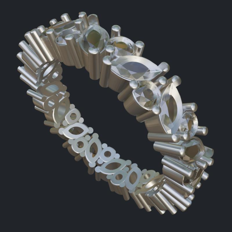 Marquise &amp; Round Diamonds Eternity Band - Main